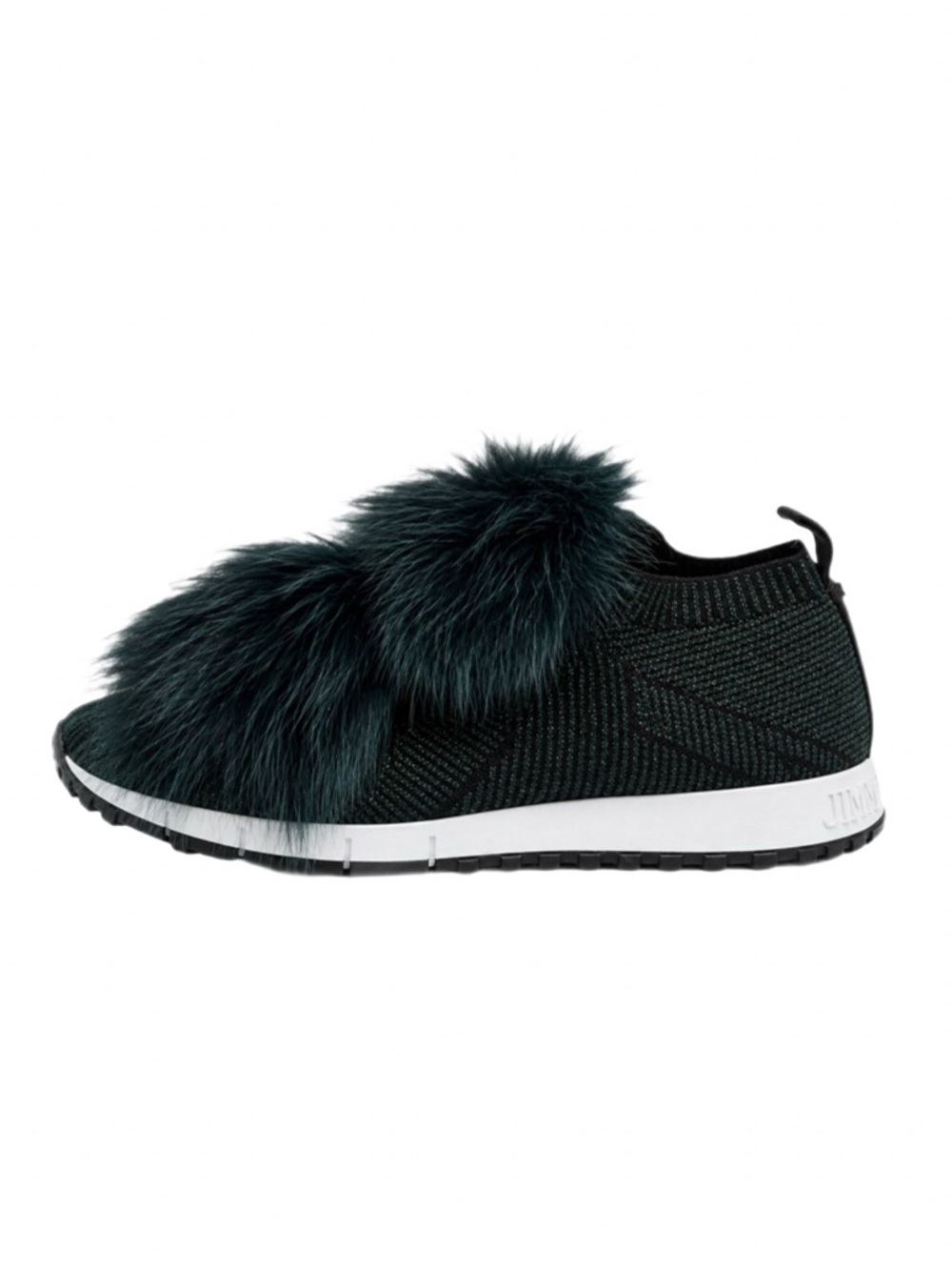 Jimmy Choo Green Mink Fur Slip On Sneakers Size 38